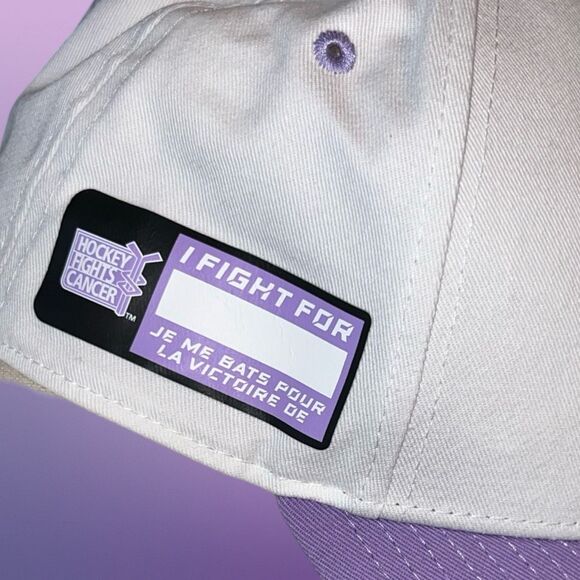 MN Wild Fanatics 2022 Hockey Fights Cancer Authentic Pro Snapback Hat White/Purp - Picture 2 of 7